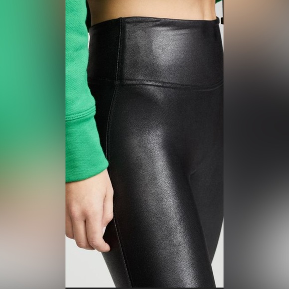 Spanx Women's Black Faux Leather Bike Shorts - Picture 10 of 13